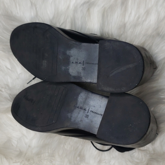 ZARA Trafaluc Heeled Blucher Studded Lace-Up Oxford Shoes 39 8 - Picture 14 of 15
